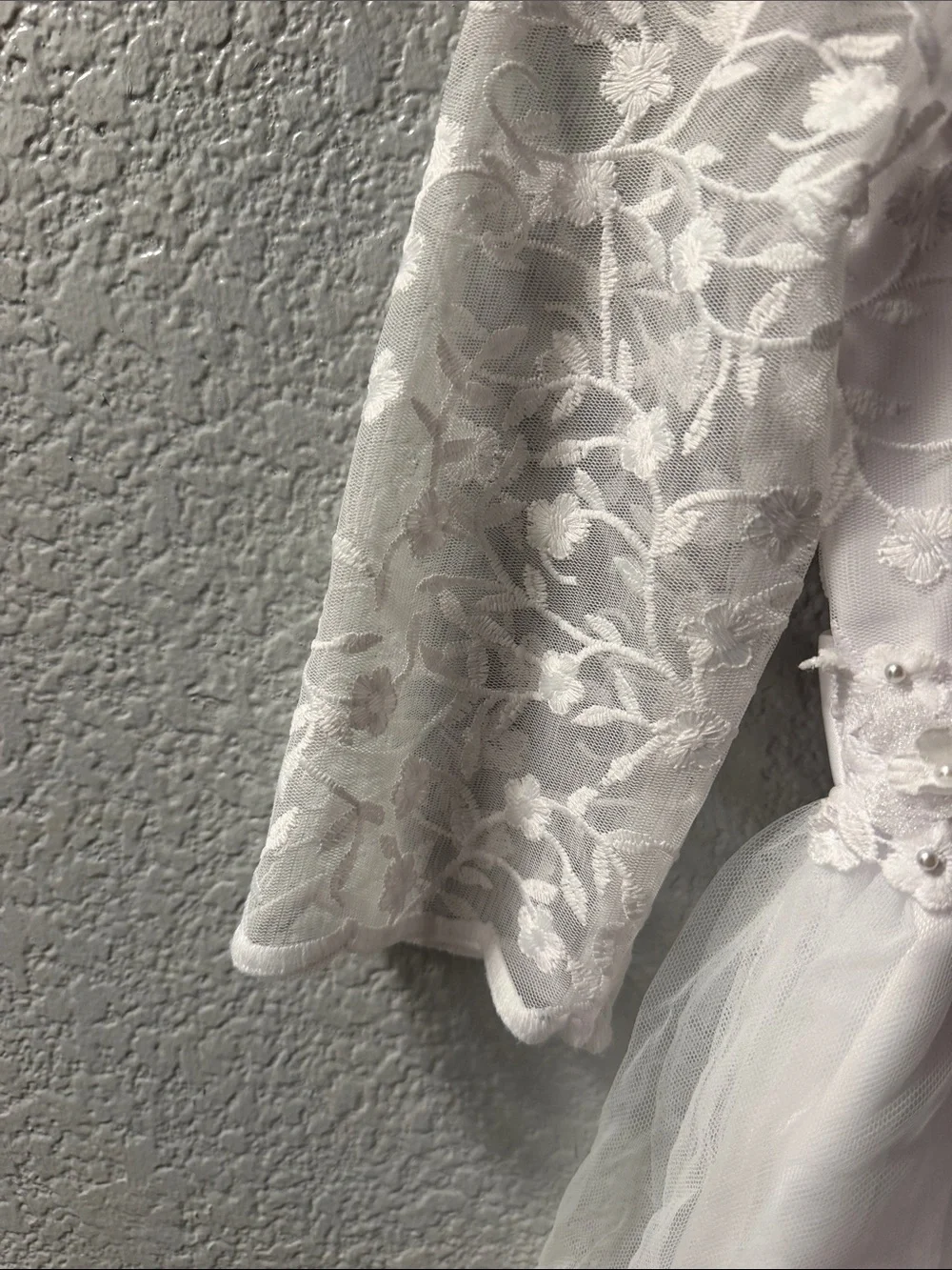 White Lace Tulle Girls Dress with Floral Waistband comunión boda 15 años